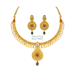 Golden necklace and earrings